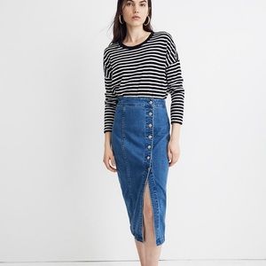 Madewell Side Button Midi Denim Skirt